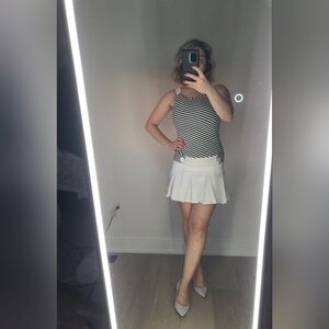 Drop waist Striped tennis dress with pleated skirt S